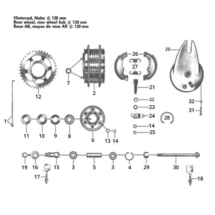achterwiel naaf zundapp GTS 50
