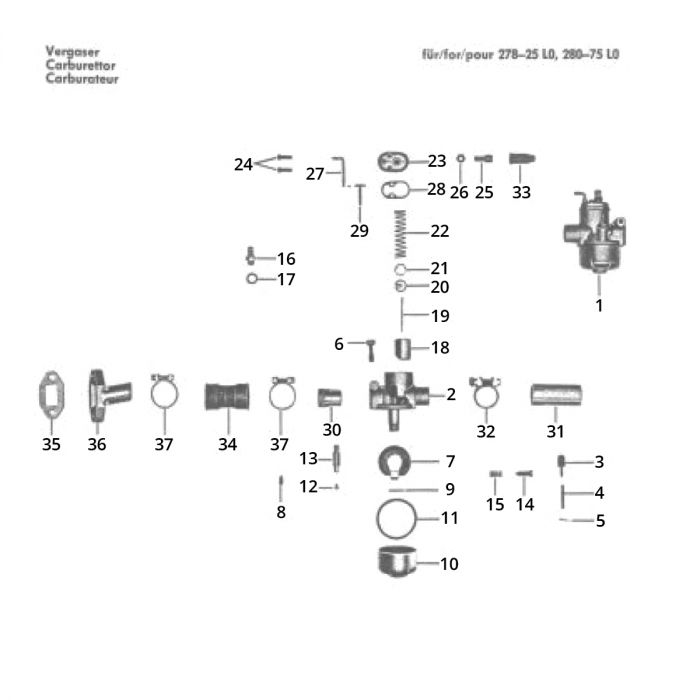 carburateur bing zundapp 278-25 i0 280-75 i0