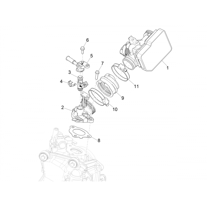 Gasklephuis - Injectiestuk – Inlaatspruitstuk
