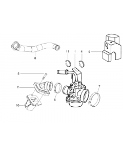 Carburateur, compleet - Inlaatspruitstuk